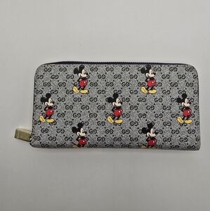 Disney Mickey Mouse Gray Fashion Inspired Monogram Logo Wallet